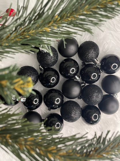 Set globuri de Craciun, 20 bucati, 3 modele, 4cm, negru