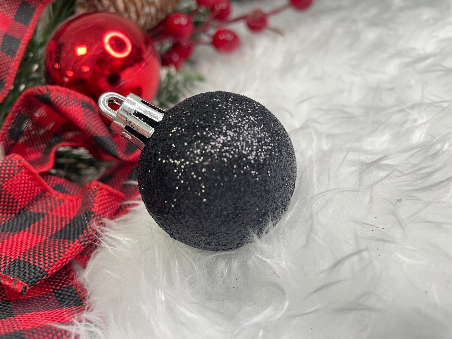 Set globuri de Craciun, 20 bucati, 3 modele, 4cm, negru