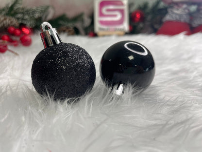 Set globuri de Craciun, 20 bucati, 3 modele, 4cm, negru