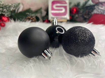Set globuri de Craciun, 20 bucati, 3 modele, 4cm, negru