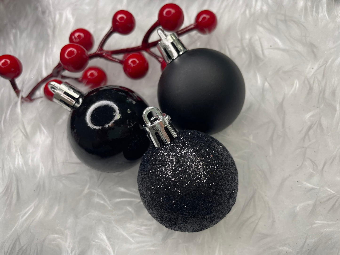 Set globuri de Craciun, 20 bucati, 3 modele, 4cm, negru