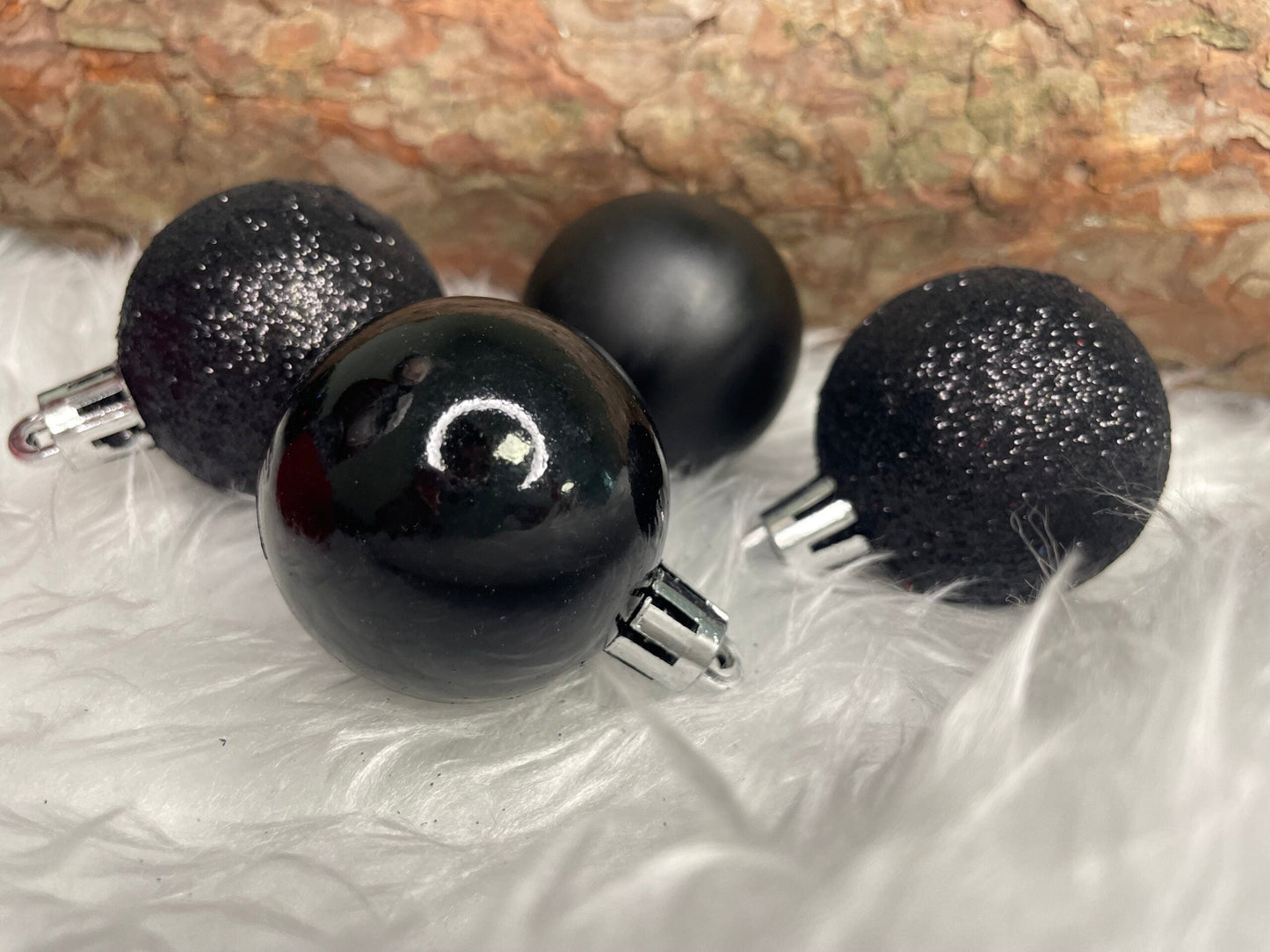 Set globuri de Craciun, 20 bucati, 3 modele, 4cm, negru