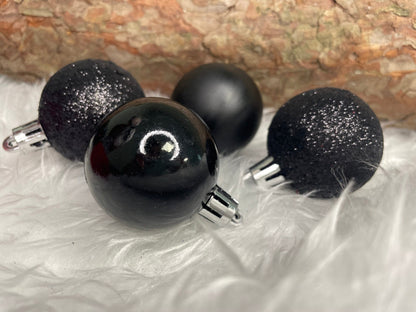 Set globuri de Craciun, 20 bucati, 3 modele, 4cm, negru
