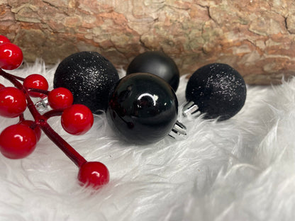 Set globuri de Craciun, 20 bucati, 3 modele, 4cm, negru