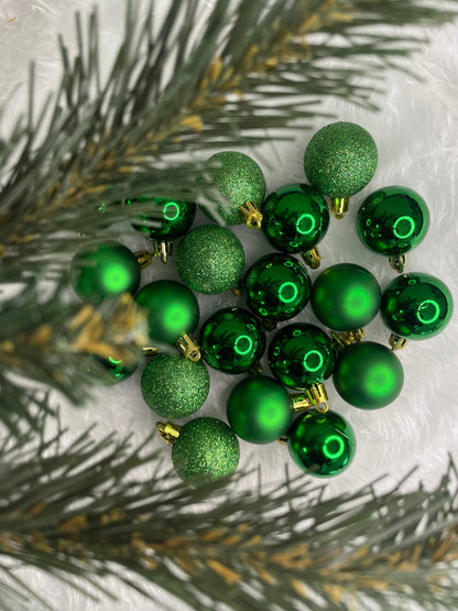 Set globuri de Craciun, 20 bucati, 3 modele, 4cm, verde