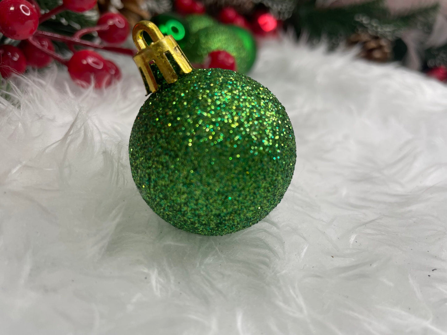 Set globuri de Craciun, 20 bucati, 3 modele, 4cm, verde