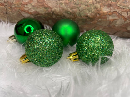 Set globuri de Craciun, 20 bucati, 3 modele, 4cm, verde