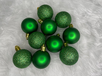 Set globuri de Craciun, 20 bucati, 3 modele, 4cm, verde