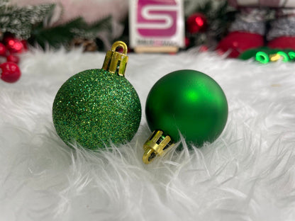 Set globuri de Craciun, 20 bucati, 3 modele, 4cm, verde