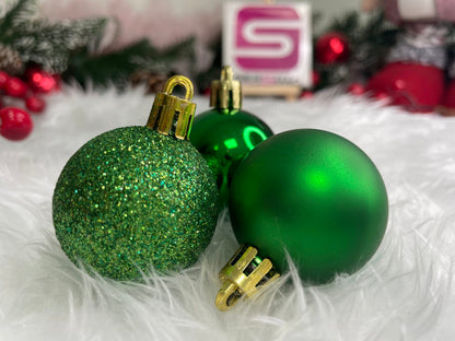 Set globuri de Craciun, 20 bucati, 3 modele, 4cm, verde
