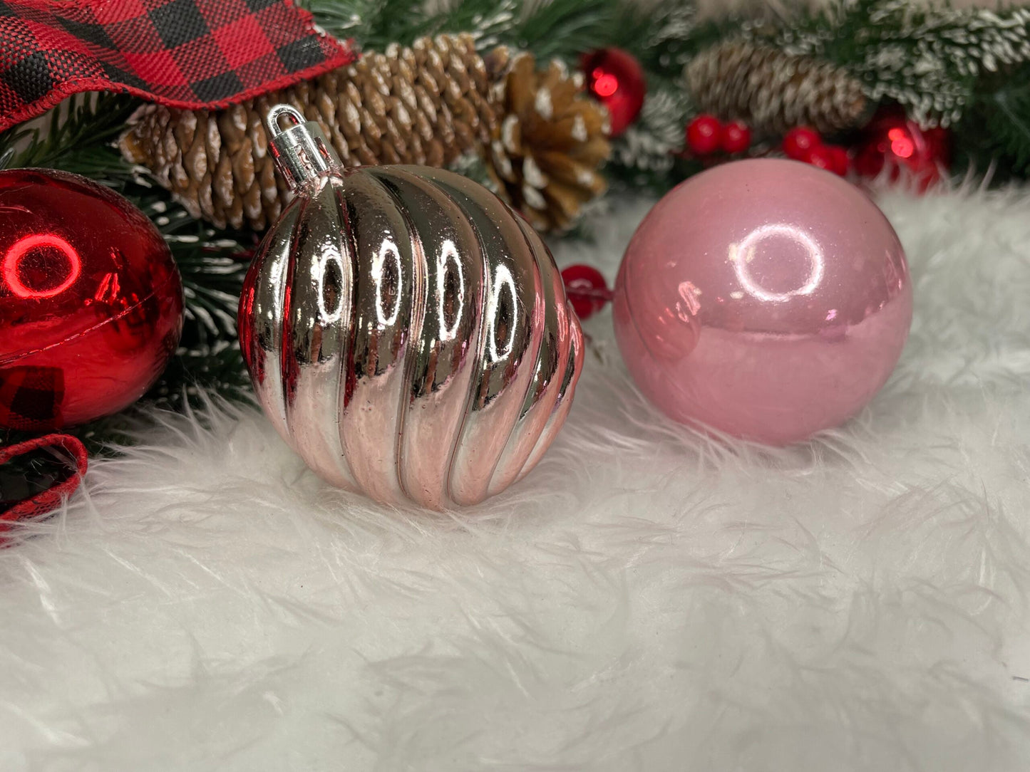 Set globuri de Craciun, 20 bucati, 5 modele, 6cm, roz