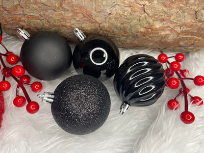 Set globuri de Craciun, 20 bucati, 5 modele, 6cm, negru