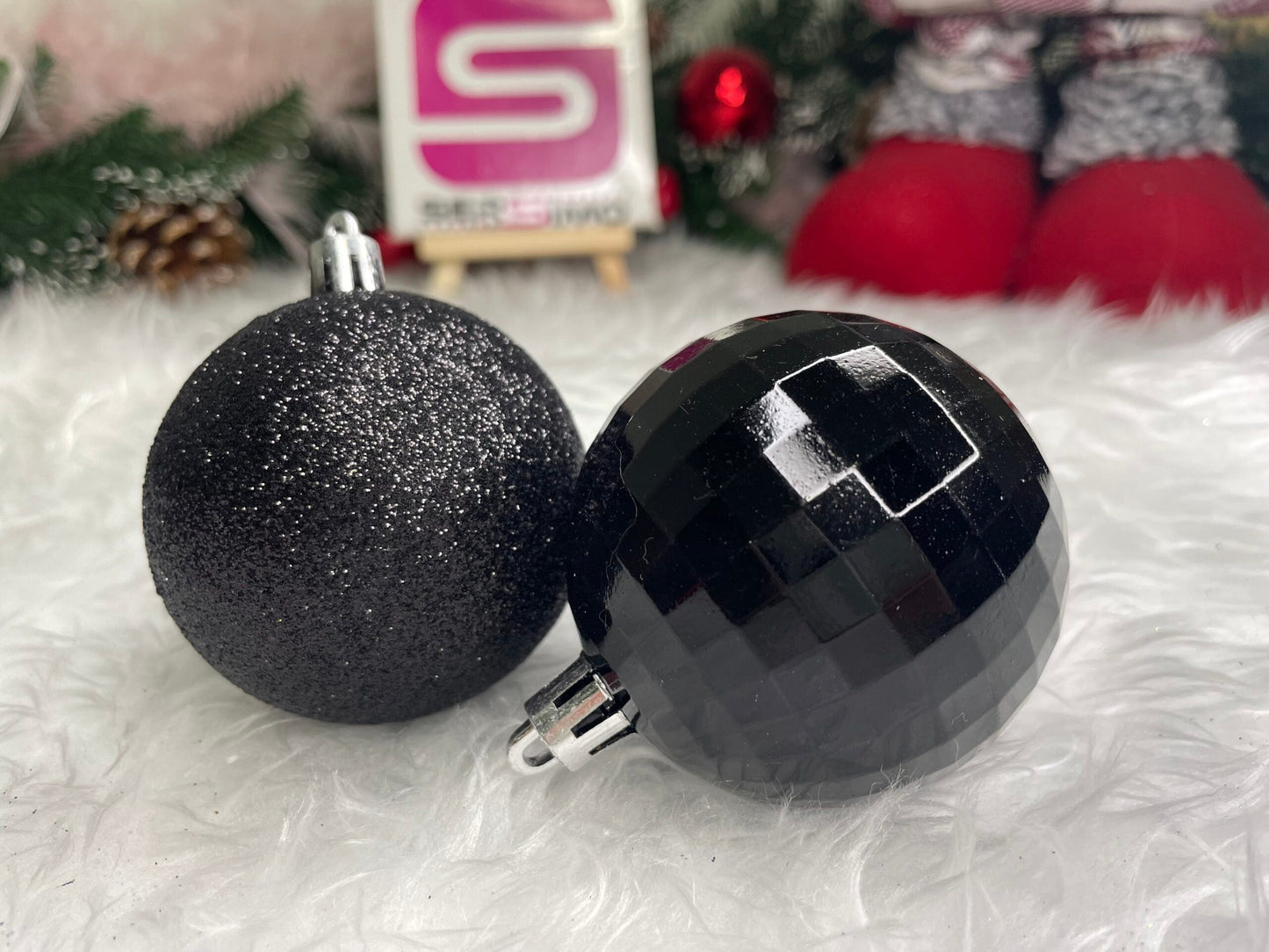 Set globuri de Craciun, 20 bucati, 5 modele, 6cm, negru