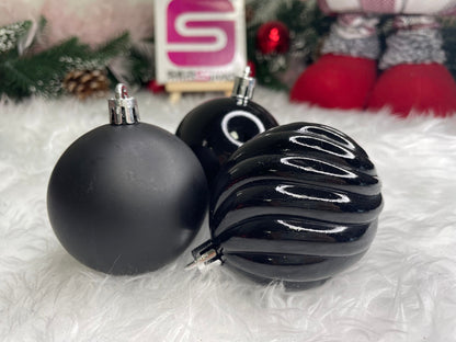 Set globuri de Craciun, 20 bucati, 5 modele, 6cm, negru