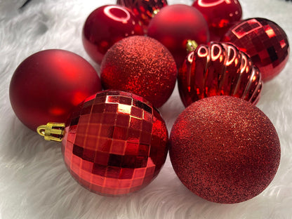 Set globuri de Craciun, 20 bucati, 5 modele, 6cm, rosu