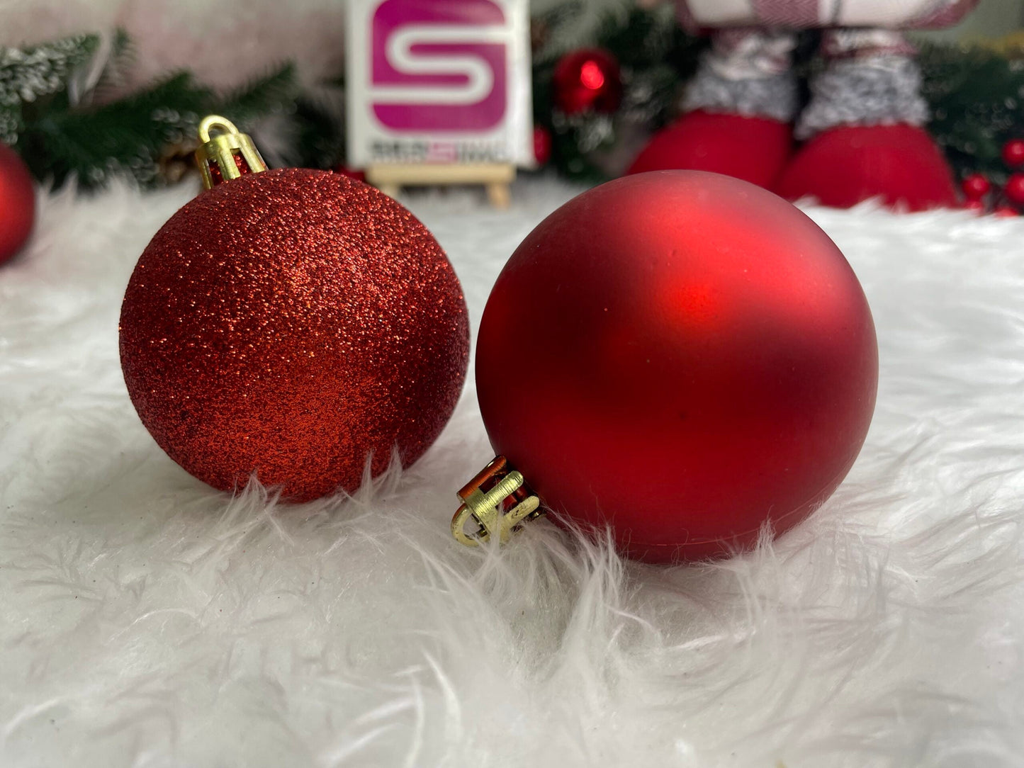 Set globuri de Craciun, 20 bucati, 5 modele, 6cm, rosu