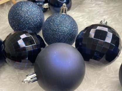Set globuri de Craciun, 20 bucati, 5 modele, 6cm, albastru inchis