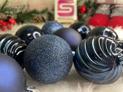 Set globuri de Craciun, 20 bucati, 5 modele, 6cm, albastru inchis