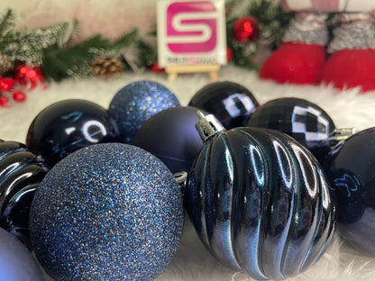 Set globuri de Craciun, 20 bucati, 5 modele, 6cm, albastru inchis