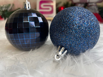 Set globuri de Craciun, 20 bucati, 5 modele, 6cm, albastru inchis