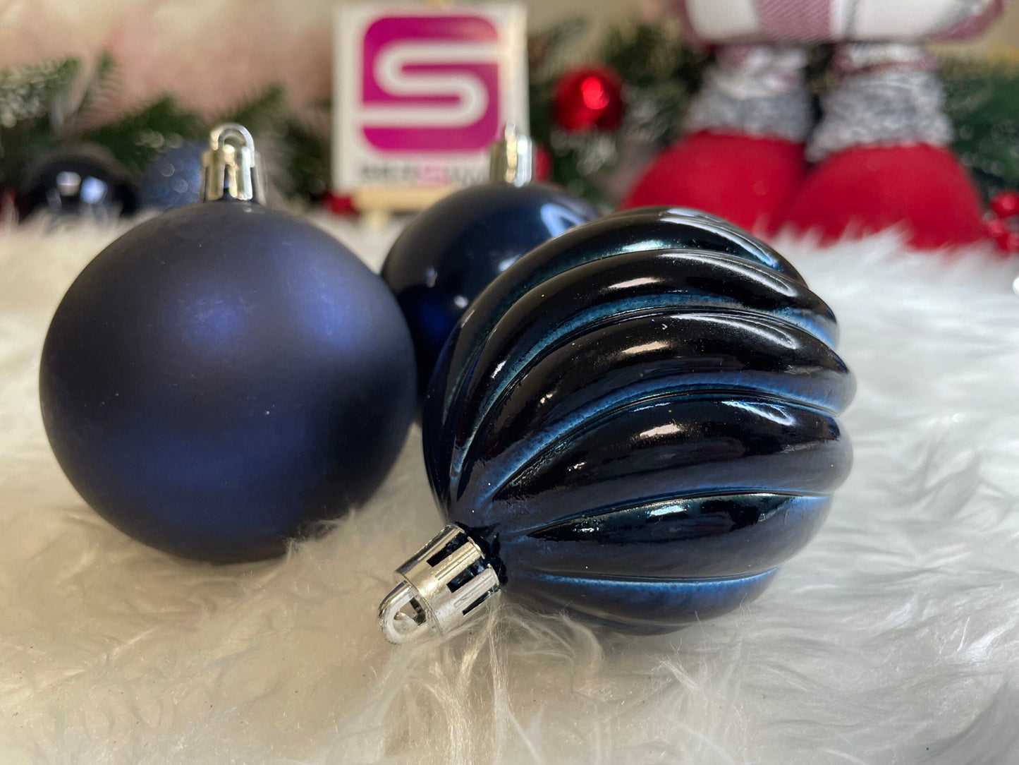 Set globuri de Craciun, 20 bucati, 5 modele, 6cm, albastru inchis