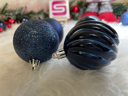 Set globuri de Craciun, 20 bucati, 5 modele, 6cm, albastru inchis