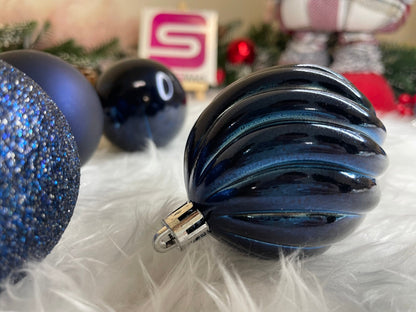 Set globuri de Craciun, 20 bucati, 5 modele, 6cm, albastru inchis