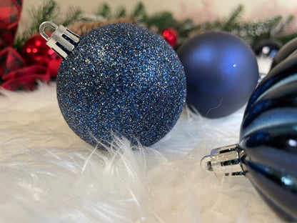 Set globuri de Craciun, 20 bucati, 5 modele, 6cm, albastru inchis