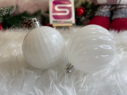 Set globuri de Craciun, 20 bucati, 5 modele, 6cm, alb