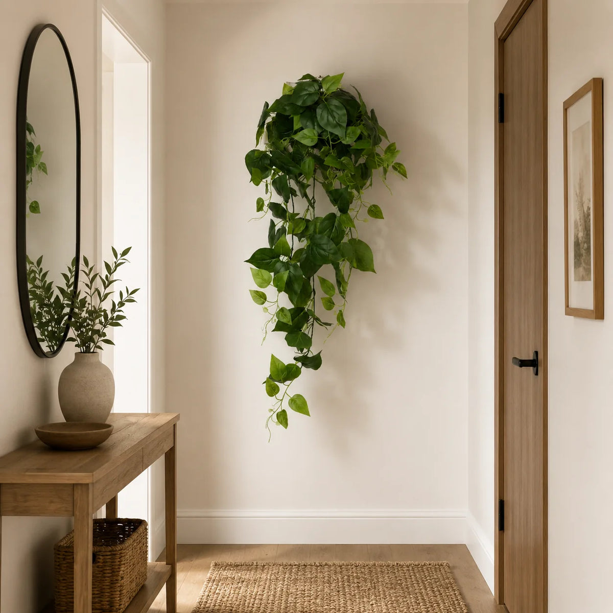Planta Artificiala Suspendata Epipremnum, Inaltime 100cm, Verde