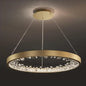 Lustra LED suspendata cu telecomanda, 44W, 1 Cerc, 40cm, lumina Rece/Calda/Neutra, Dimabila, Auriu, Inaltime Reglabila