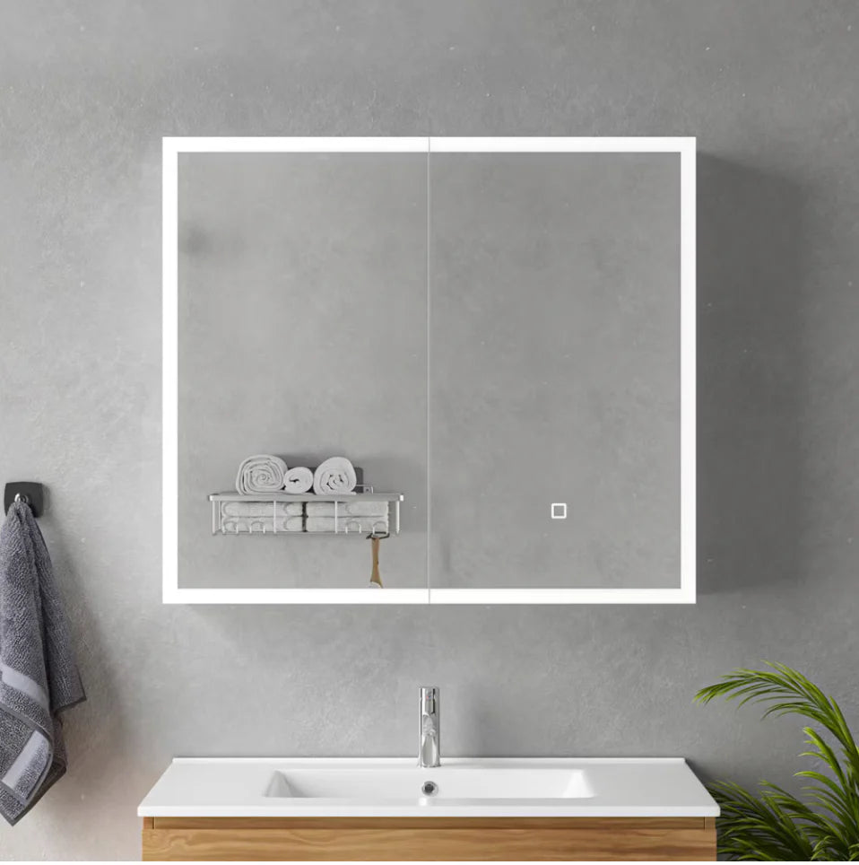 Oglinda LED cu Dulap MODA 80x70 cm Alb – Iluminare Perimetrala si Senzor Touch