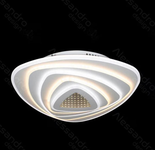 Lustra LED cu Telecomanda 3D Ruxandra, 150W, Dimabila, Alb