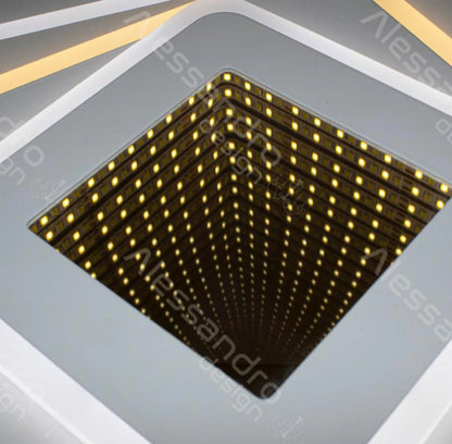 Lustra LED cu Telecomanda 3D Ruxandra, 150W, Dimabila, Alb