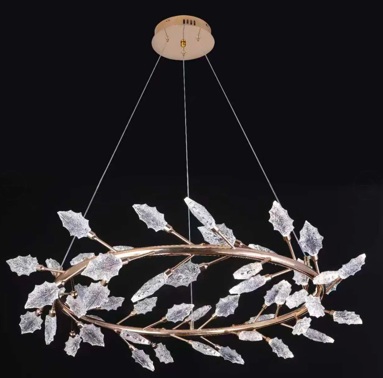 Candelabru Cristal, LED, TOCCATA Largo, 20W, lumina Calda/Neutra/Rece, Diametru 60cm, Auriu, Inaltime Reglabila