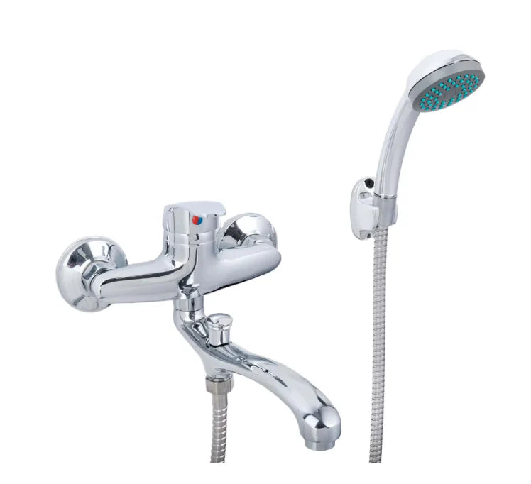 Baterie Cada Crom Lucios - Set Complet cu Pipa Pivotanta de 25cm, Para, Furtun si Excentrice Incluse