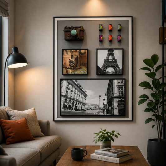 Tablou Decorativ Amintiri pe Film, 60 x 80 cm, Aliaj de Aluminiu si MDF