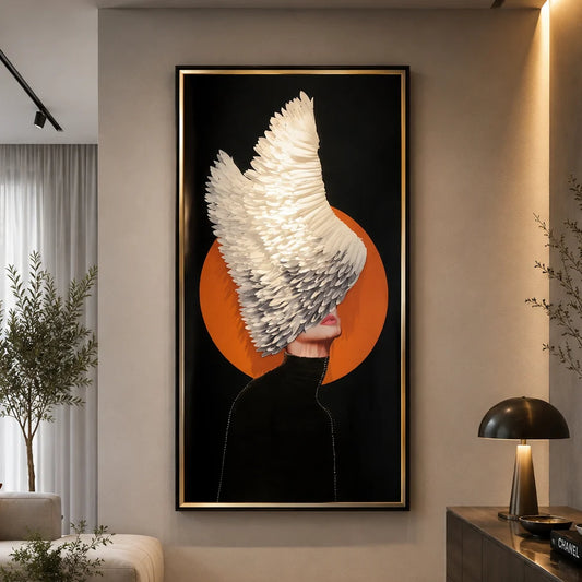 Tablou Decorativ Aripi de Lumina, 80 x 160 cm, Sticla si MDF