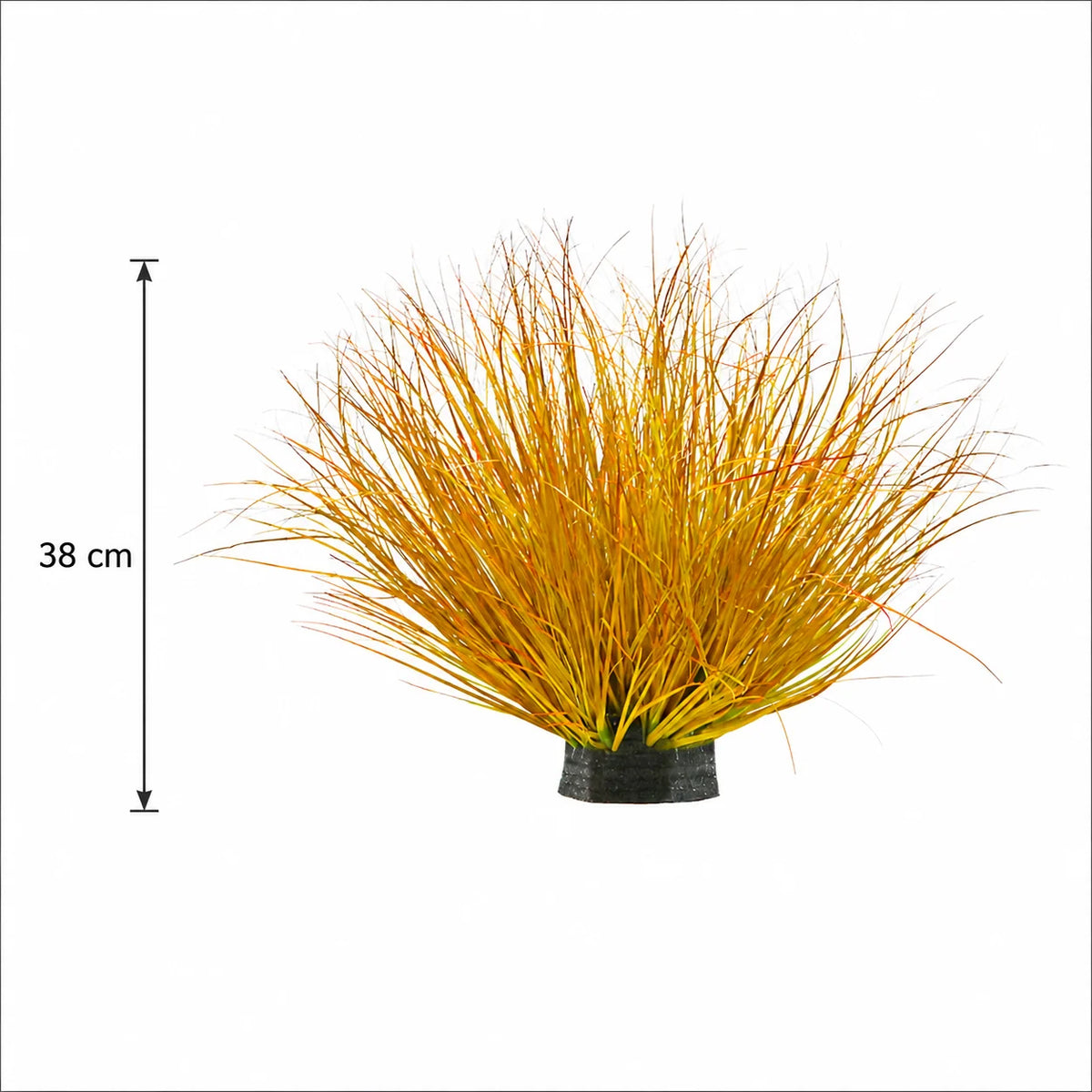 Planta Artificiala Tufa de Iarba Tip Ceapa Curbata, 38 cm, Densitate Medie, Galben si Portocaliu, Fara Ghiveci