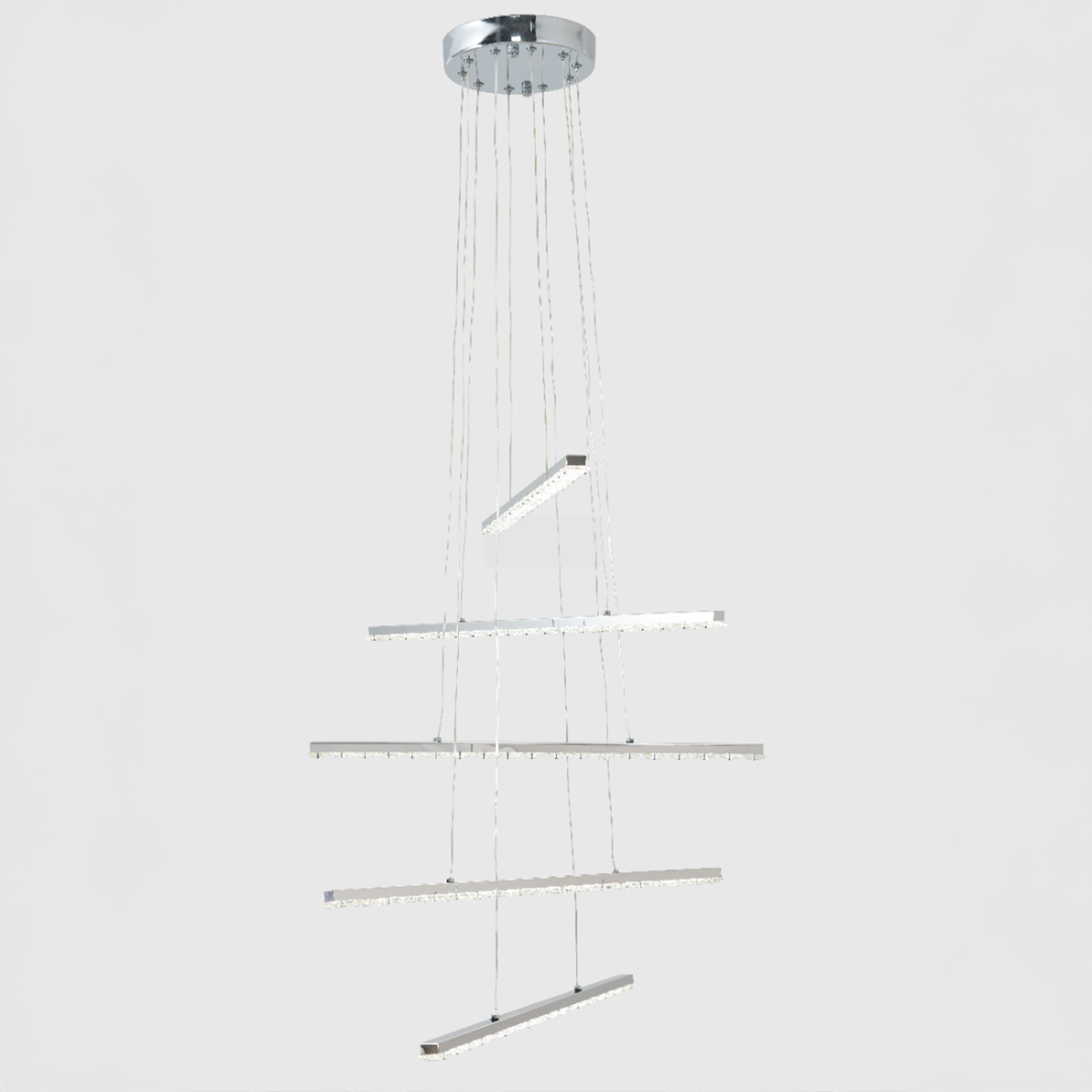 Lustra LED suspendata cu telecomanda si cristal LIBORIA, 64W, lumina Rece/Calda/Neutra, Dimabila, Crom Lucios – lustră L