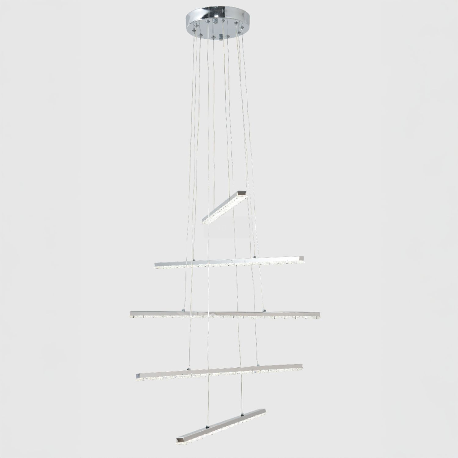 Lustra LED suspendata cu telecomanda si cristal LIBORIA, 64W, lumina Rece/Calda/Neutra, Dimabila, Crom Lucios – lustră L