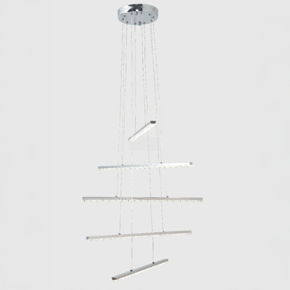 Lustra LED suspendata cu telecomanda si cristal LIBORIA, 64W, lumina Rece/Calda/Neutra, Dimabila, Crom Lucios – lustră L