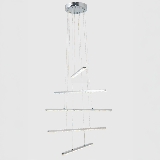 Lustra LED suspendata cu telecomanda si cristal LIBORIA, 64W, lumina Rece/Calda/Neutra, Dimabila, Crom Lucios – lustră L