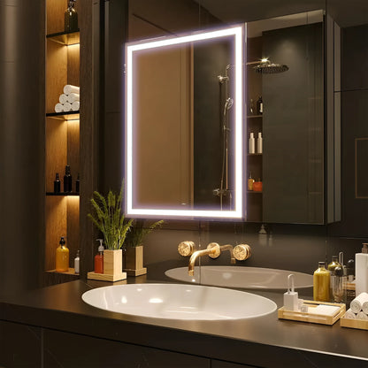 Oglinda LED cu Dulap STRATO 75x70 cm Alb – Iluminare Completa si Depozitare Spatioasa