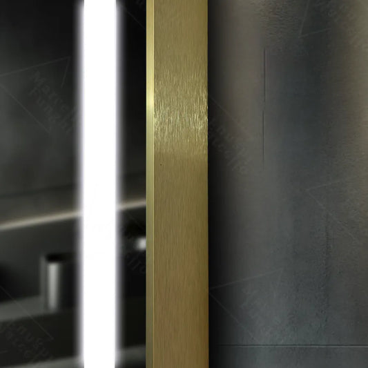 Oglinda LED Rectangulara 60x80 â€“ Verite Royale Gold MotionGlow Marcello, Sistem Dezaburire, Termometru si Ceas, Dimabila