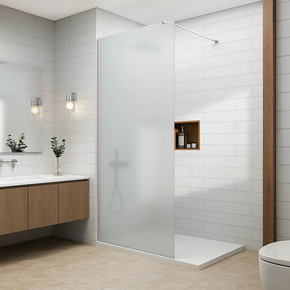 Paravan dus Walk-In 100x195 cm, sticla securizata 8 mm, satin, profil metalic rezistent