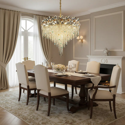 Candelabru Cristal BLOSSOM Regalis, 14xE14, 80cm, Auriu Lucios, Inaltime Reglabila, Metal si Cristal