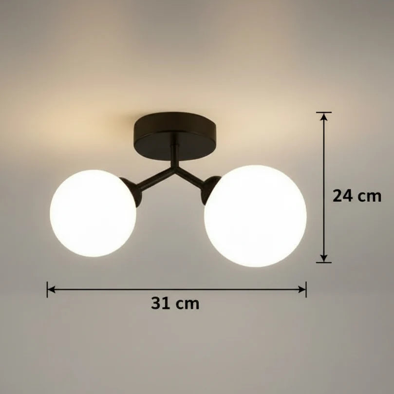 Lustra LED si cristal ORBS, 31cm, 2xG9, Globuri, Negru