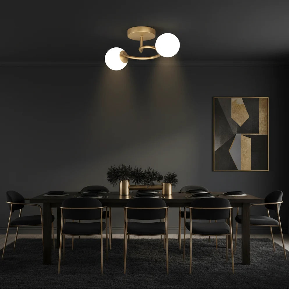 Lustra LED si cristal ORBIT, 55cm, 2xE27, Globuri, Auriu