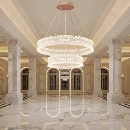 Lustra LED Cristal cu telecomanda, 118W, Lumina Calda/Neutra/Rece, Φ60 cm, Inaltime Reglabila, Metal si Cristal, Auriu